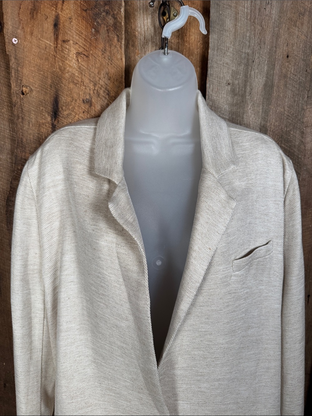 American Eagle Outfitters Cream Linen Blend Blazer - Picture 2 of 9